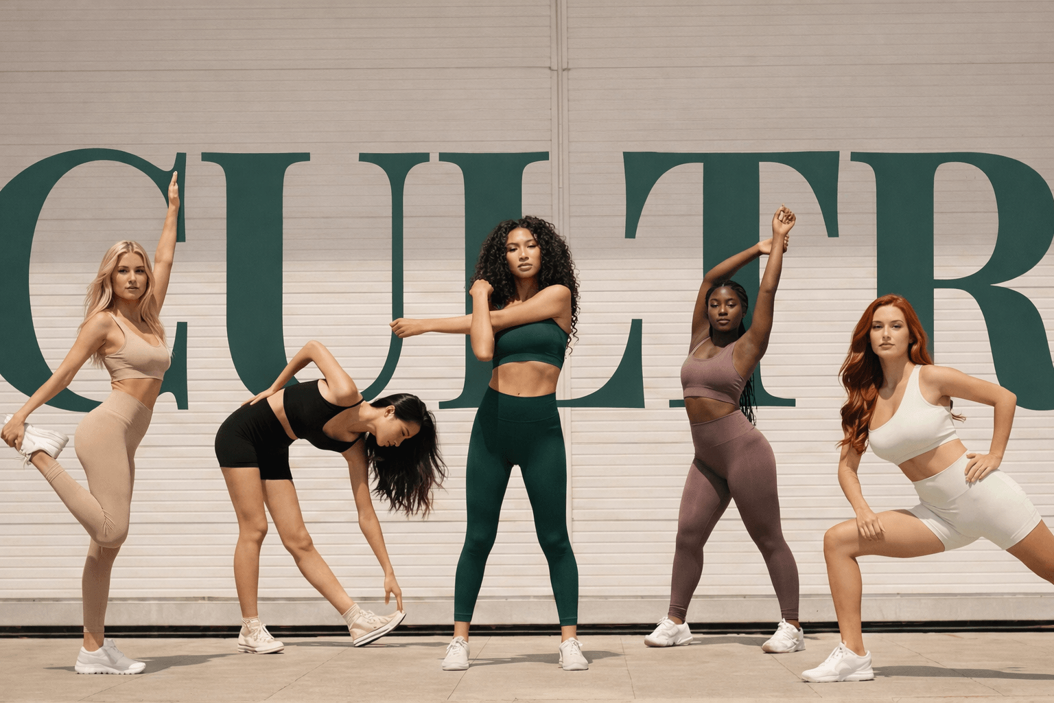 CULTR — Five diverse women in athletic wear posing with CULTR branding